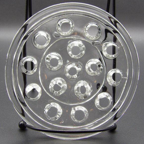 Vintage Glass Flower Frog 5" W 16 Holes - Picture 4 of 9